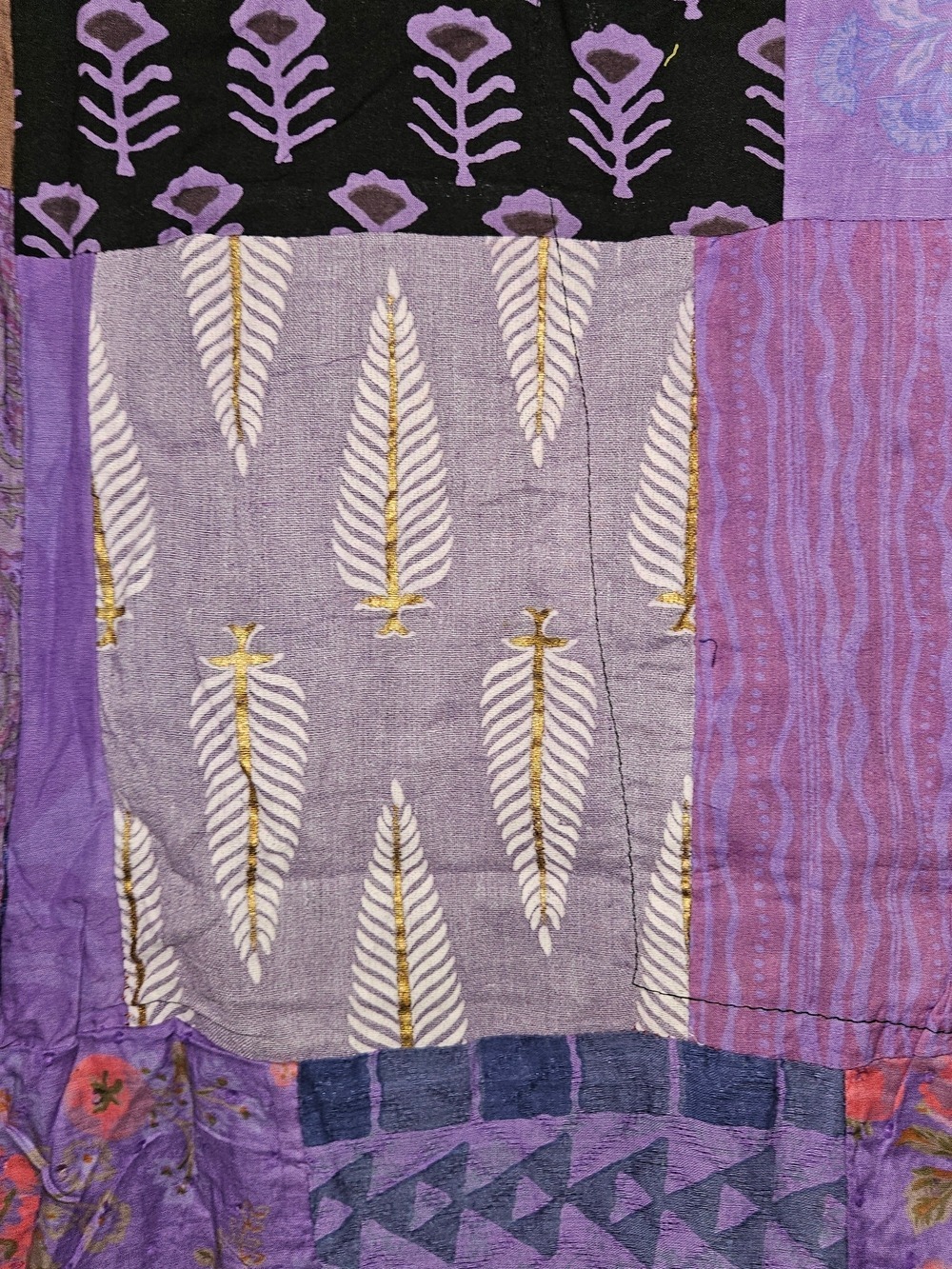 Boho Purple Patchwork Apron Jumpsuit - Picture 6 of 10